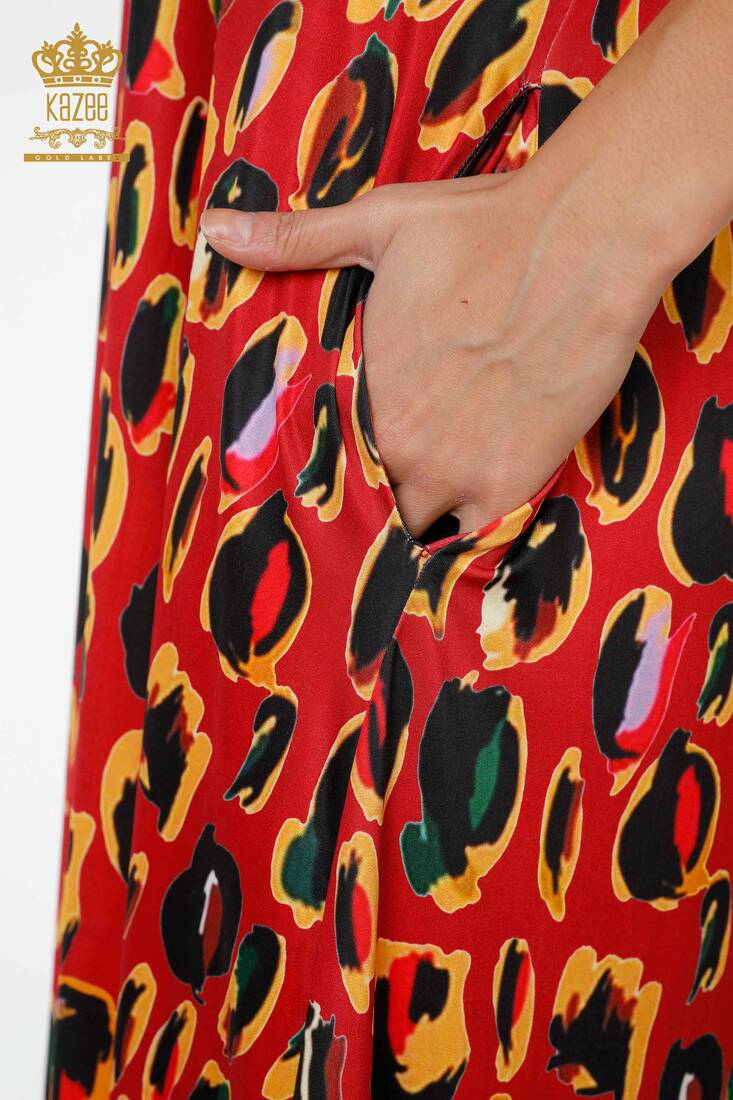 فستان نسائي مفصل الكتف أحمر - 77794 | كازي