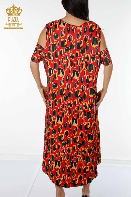 فستان نسائي مفصل الكتف أحمر - 77794 | كازي - Thumbnail