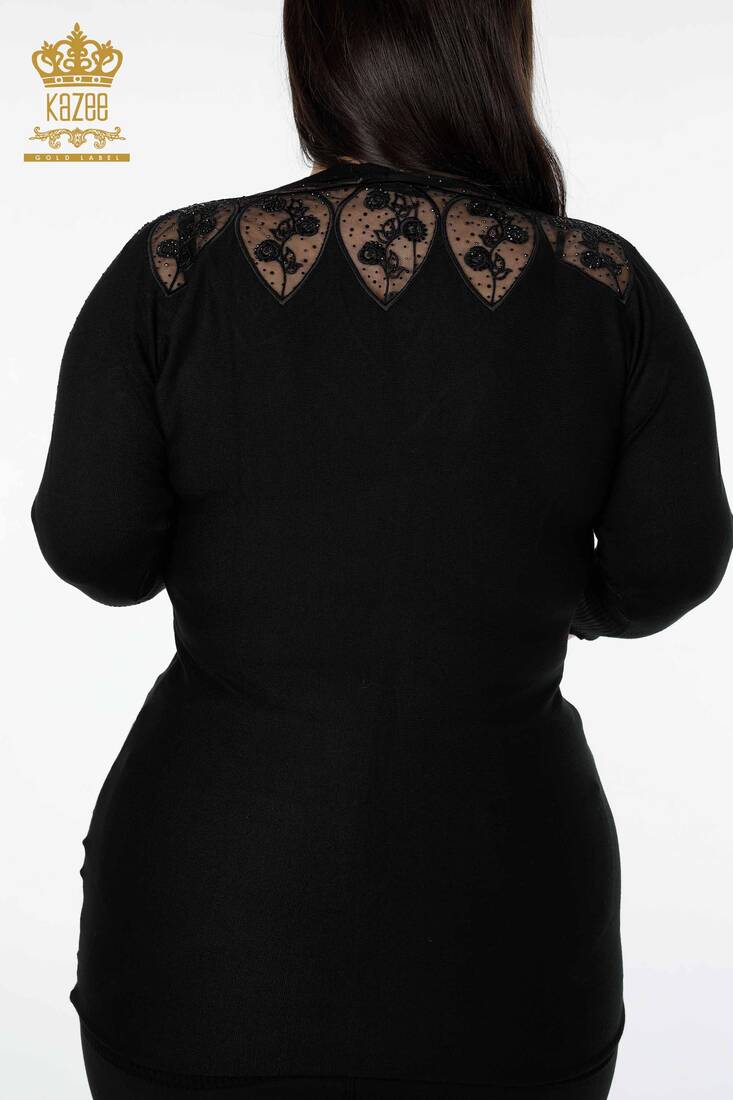 فستان نسائي تول مفصل أسود - 14720 | كازي