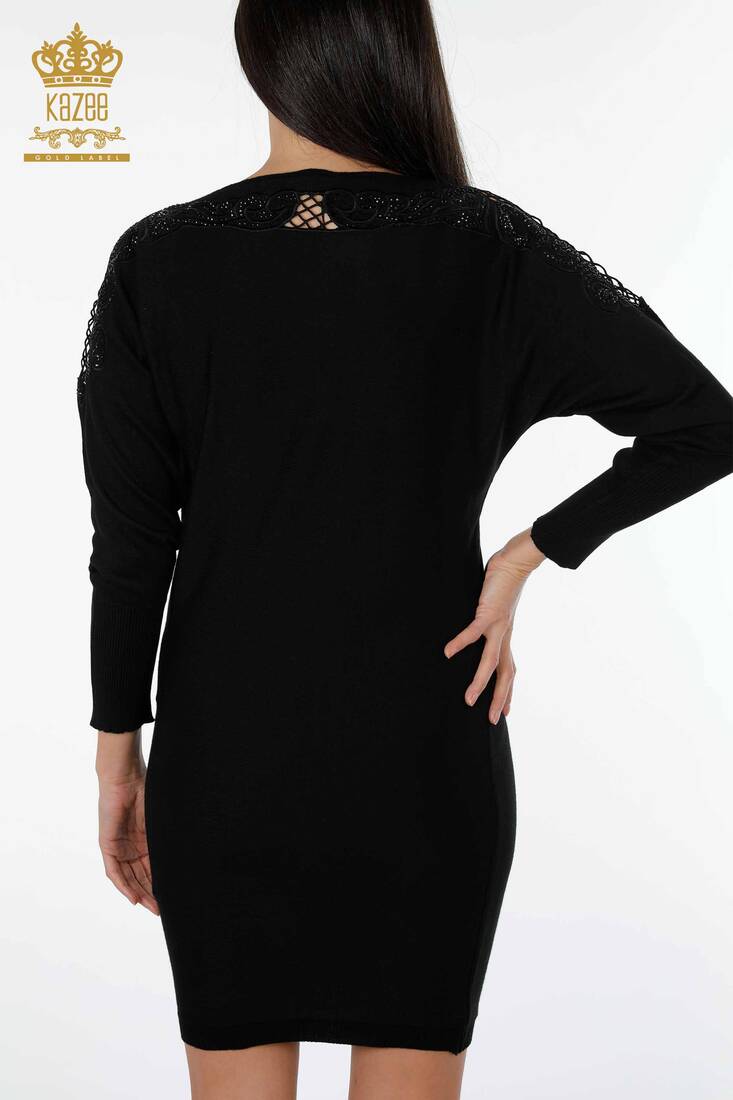 فستان نسائي تول مفصل أسود - 14681 | كازي