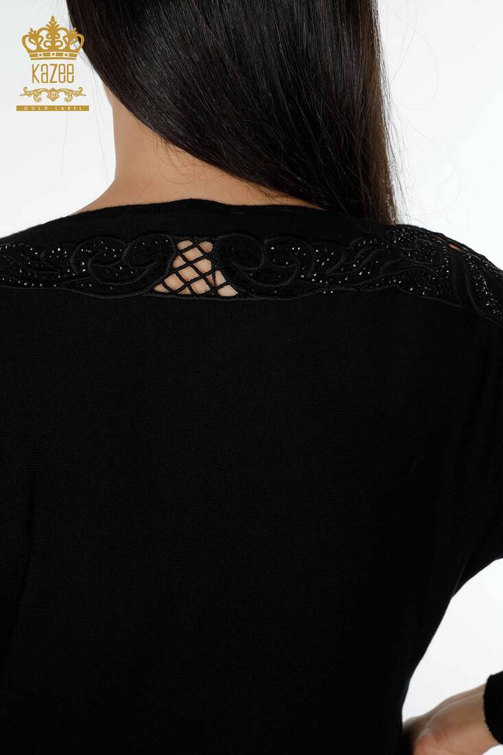فستان نسائي تول مفصل أسود - 14681 | كازي