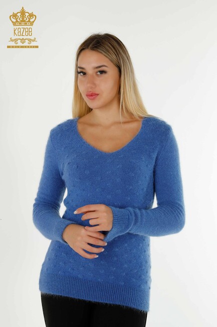 ملابس تريكو أنجورا أساسية باللون الأزرق للنساء - 18474 | كازي - Thumbnail