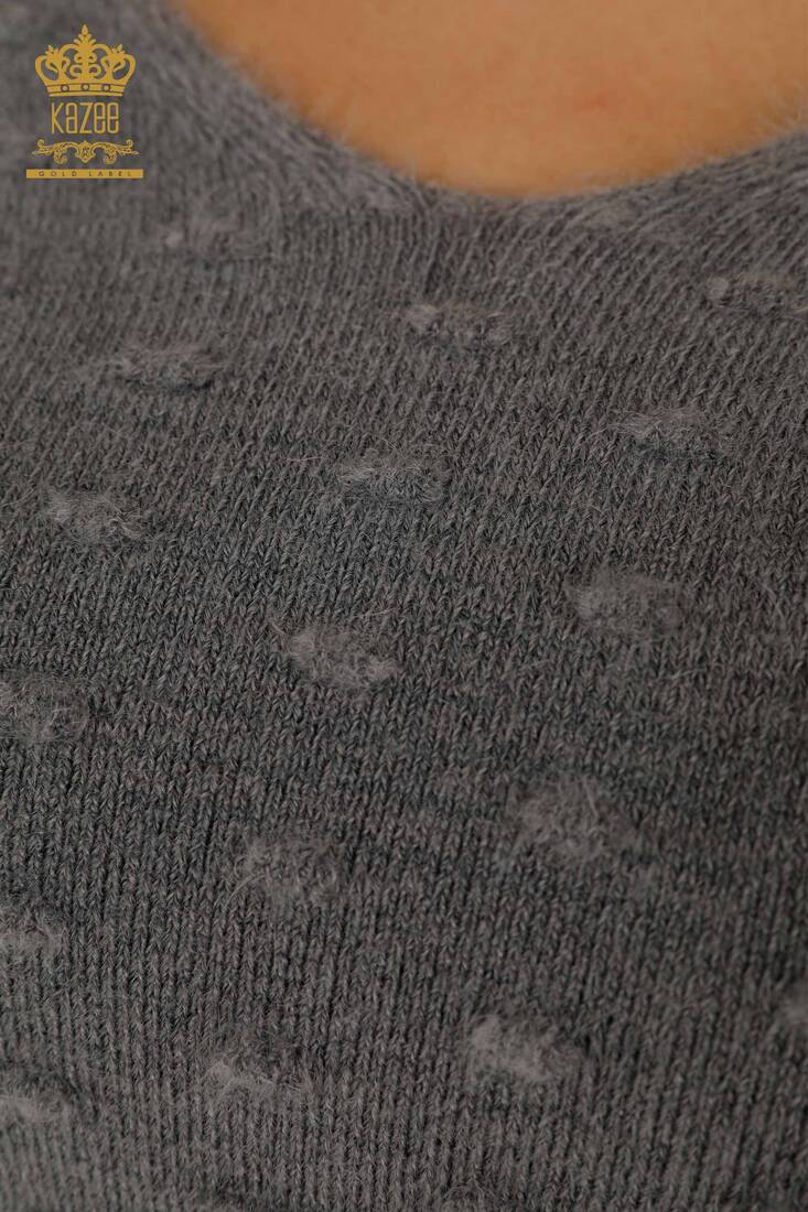 ملابس تريكو أنجورا نسائية أساسية باللون الرمادي - 18474 | كازي