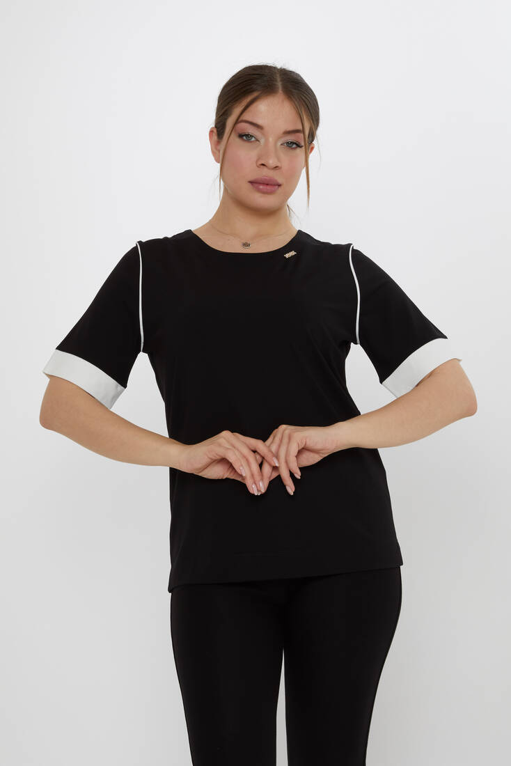 Kadın Bluz Aksesuar Detaylı Siyah - 80028 | KAZEE