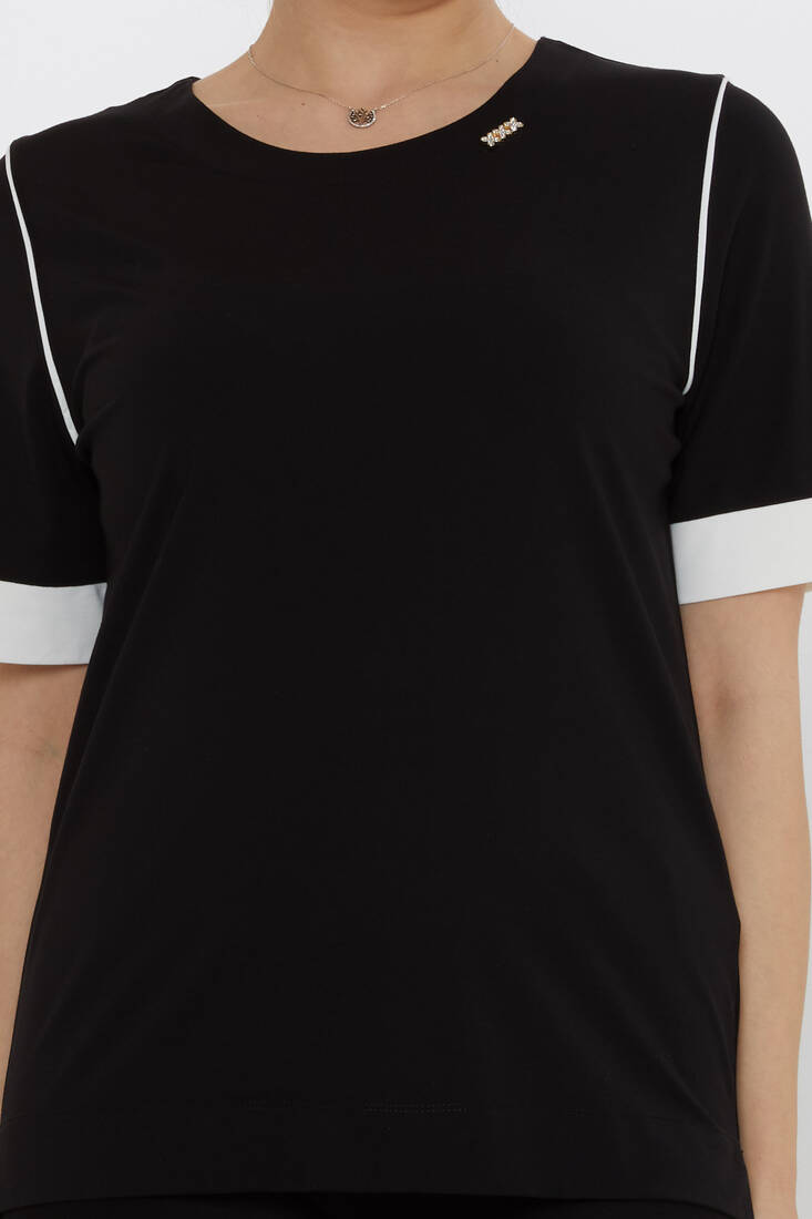 Kadın Bluz Aksesuar Detaylı Siyah - 80028 | KAZEE