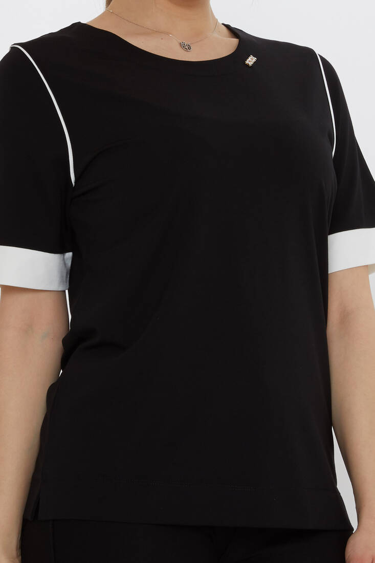 Kadın Bluz Aksesuar Detaylı Siyah - 80028 | KAZEE