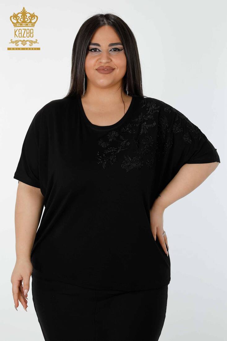 Kazee - Kadın Bluz Çiçek Nakış İşlemeli Siyah - 78889 | KAZEE Kazee - Kadın Bluz Çiçek Nakış İşlemeli Siyah - 78889 | KAZEE