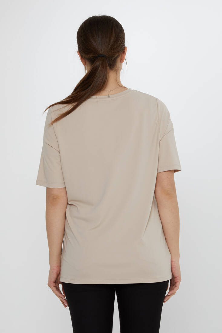 Kadın Bluz Kurdele Detaylı Vizon - 80050 | KAZEE