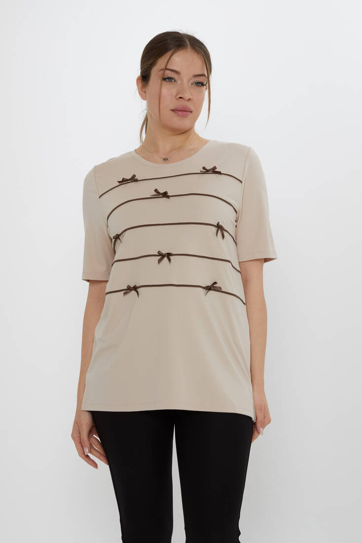 Kazee - Kadın Bluz Kurdele Detaylı Vizon - 80050 | KAZEE Kazee - Kadın Bluz Kurdele Detaylı Vizon - 80050 | KAZEE