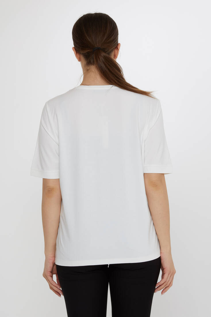 Kadın Bluz Taş Detaylı Ekru - 80044 | KAZEE