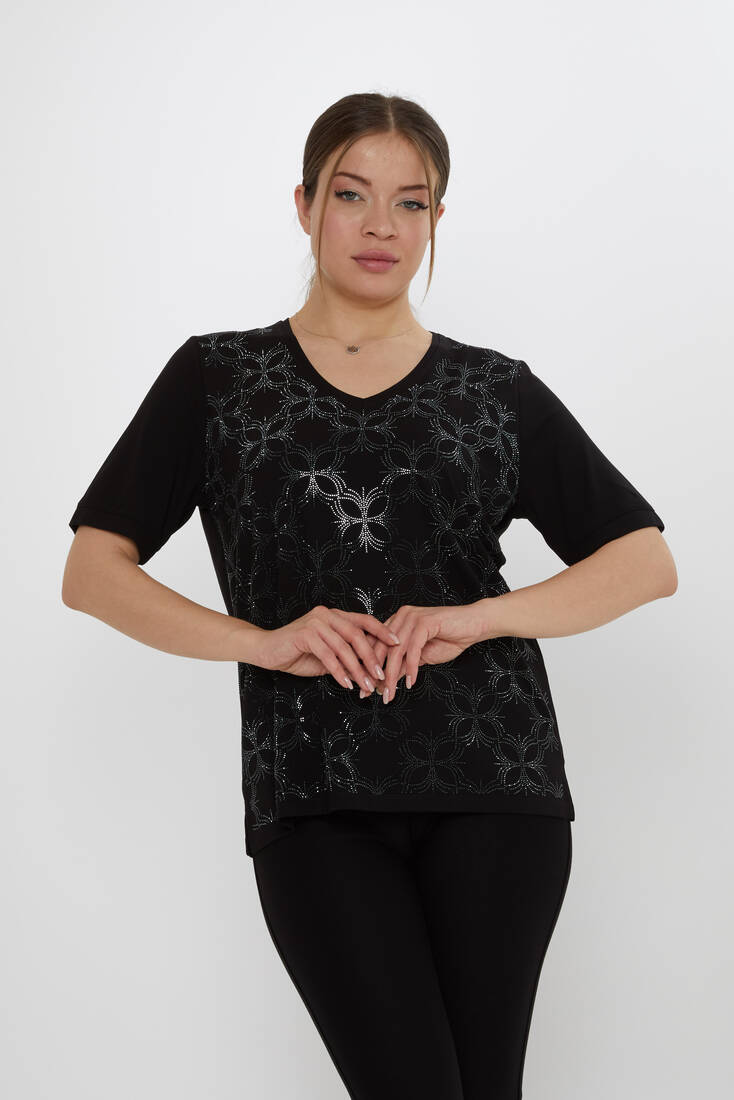 Kazee - Kadın Bluz Taş Detaylı Siyah - 80044 | KAZEE Kazee - Kadın Bluz Taş Detaylı Siyah - 80044 | KAZEE