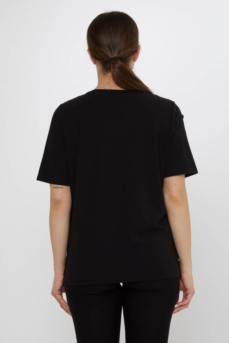 Kadın Bluz Taş Detaylı Siyah - 80078 | KAZEE