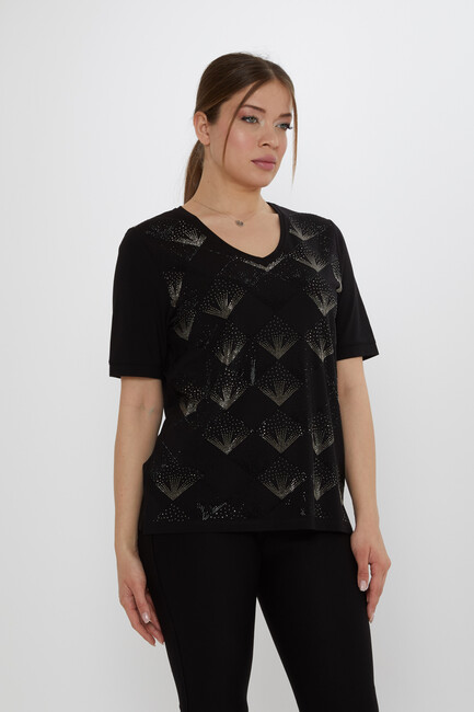 Kadın Bluz Taş Detaylı Siyah - 80086 | KAZEE - 2