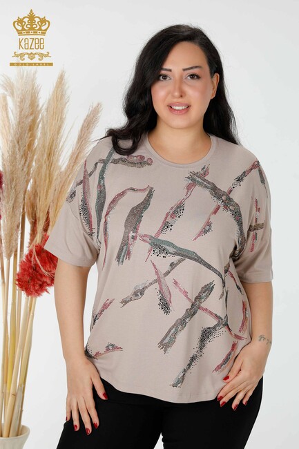 Kazee - Kadın Bluz Taş İşlemeli Bej - 78907 | KAZEE Kazee - Kadın Bluz Taş İşlemeli Bej - 78907 | KAZEE