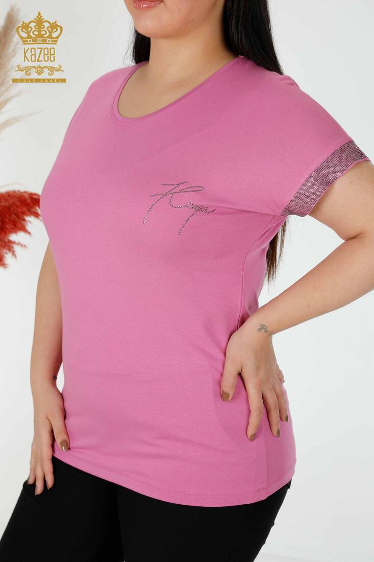 Kadın Bluz Taş İşlemeli Lila - 78918 | KAZEE Kadın Bluz Taş İşlemeli Lila - 78918 | KAZEE