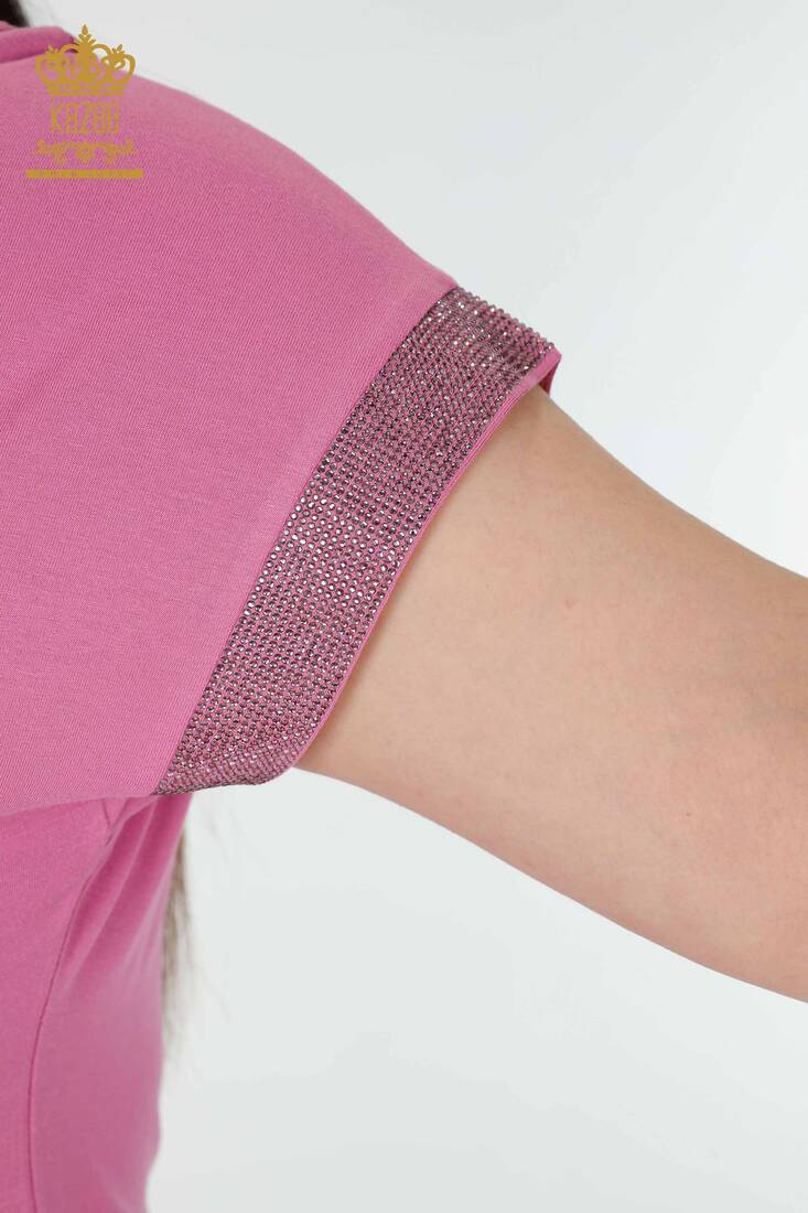 Kadın Bluz Taş İşlemeli Lila - 78918 | KAZEE Kadın Bluz Taş İşlemeli Lila - 78918 | KAZEE