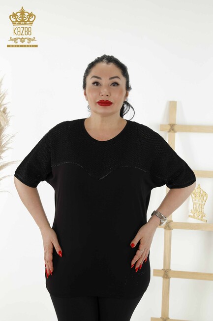 Kazee - Kadın Bluz Taş İşlemeli Siyah - 79235 | KAZEE Kazee - Kadın Bluz Taş İşlemeli Siyah - 79235 | KAZEE