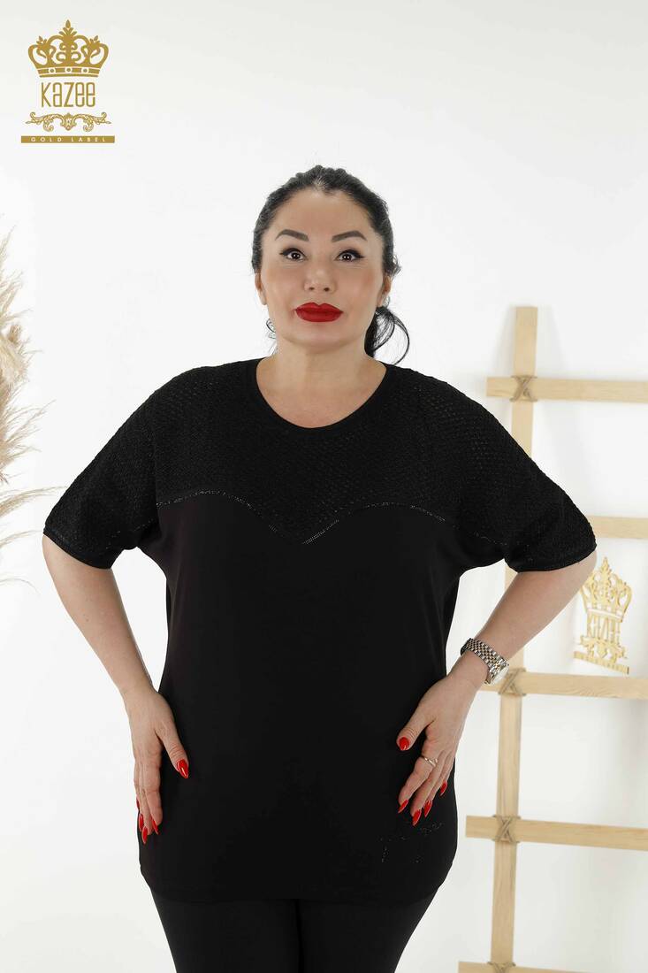Kazee - Kadın Bluz Taş İşlemeli Siyah - 79235 | KAZEE Kazee - Kadın Bluz Taş İşlemeli Siyah - 79235 | KAZEE