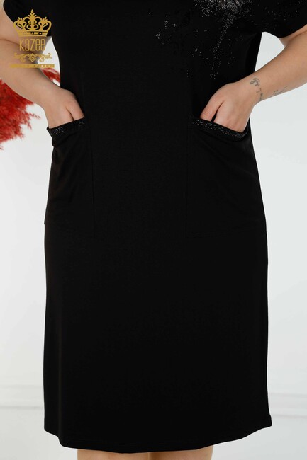 Kadın Elbise Cep Detaylı Siyah - 7739 | KAZEE - Thumbnail