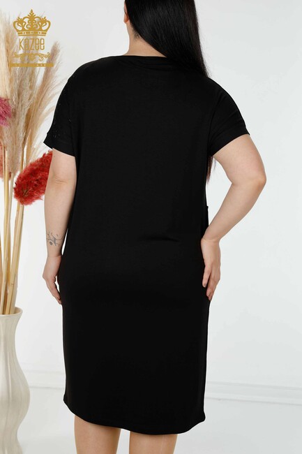 Kadın Elbise Cep Detaylı Siyah - 7739 | KAZEE - Thumbnail