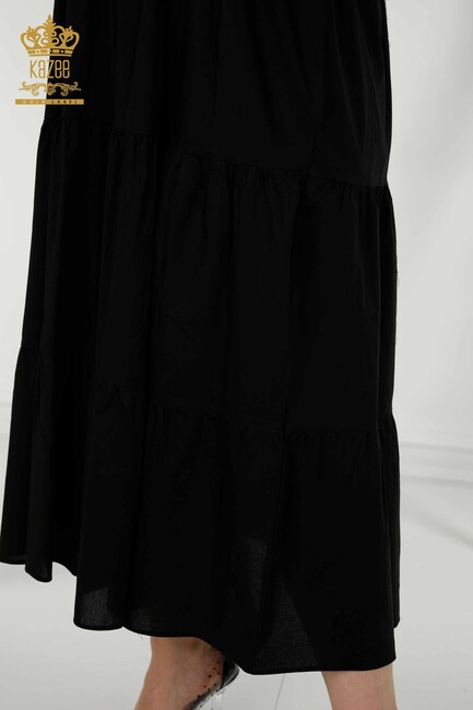 Kadın Elbise Çiçek Desenli Siyah - 20271 | KAZEE - Thumbnail