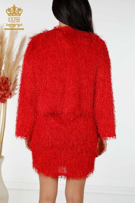Kadın Elbise Hırkalı Kırmızı - 16649 | KAZEE - Thumbnail