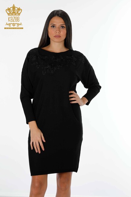 Kadın Elbise Nakış İşlemeli Siyah - 15159 | KAZEE - Thumbnail
