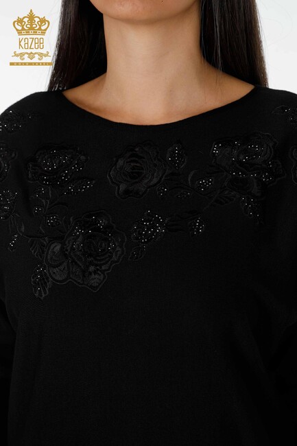 Kadın Elbise Nakış İşlemeli Siyah - 15159 | KAZEE - Thumbnail