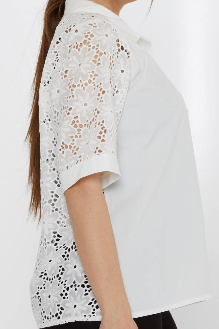 Kadın Gömlek Cep Detaylı Ekru - 20512 | KAZEE