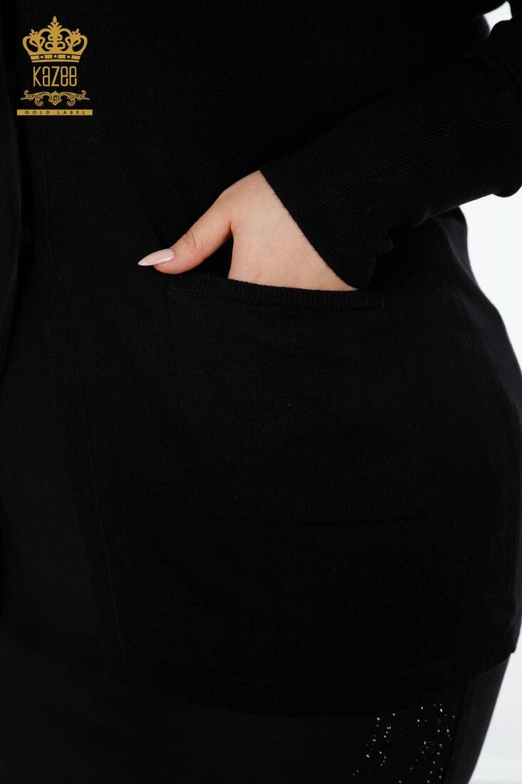 Kadın Hırka Düğmeli Siyah - 15801 | KAZEE