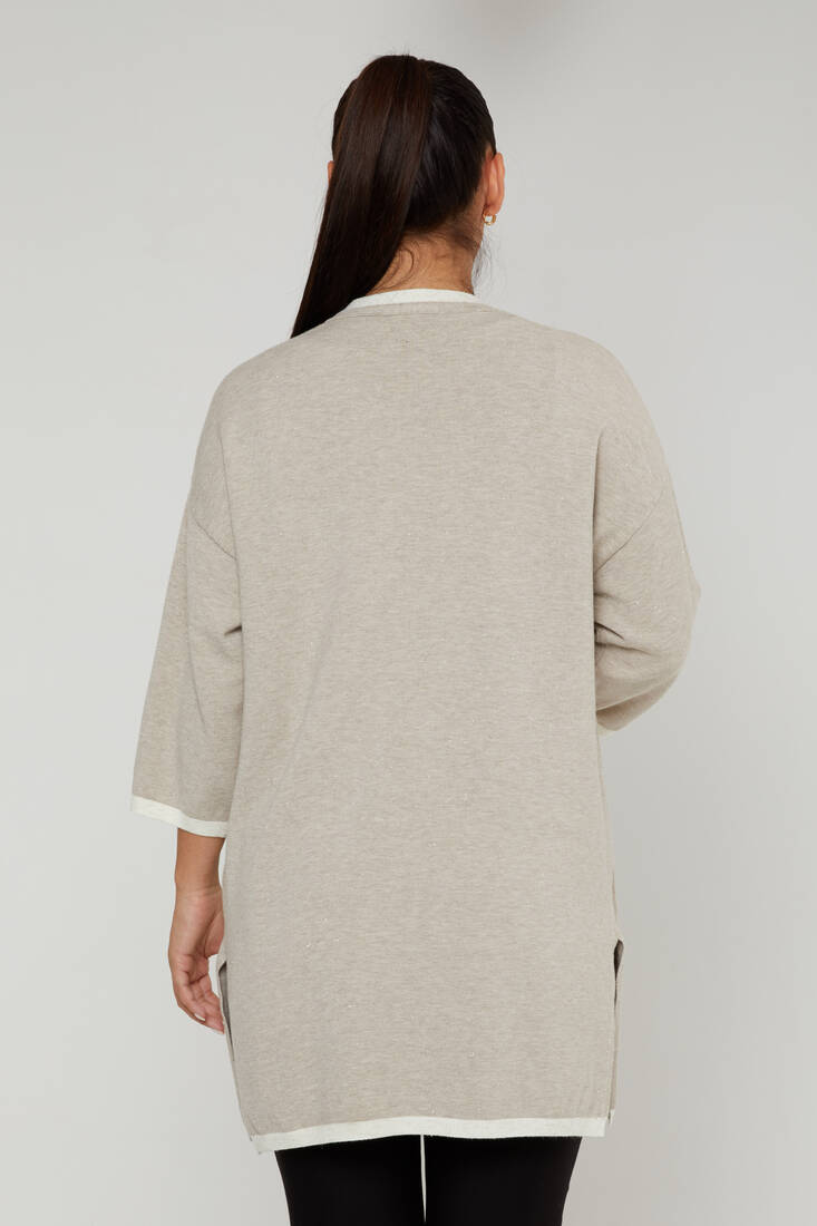 Kadın Hırka Simli Cep Detaylı Bej - 31067 | KAZEE Kadın Hırka Simli Cep Detaylı Bej - 31067 | KAZEE