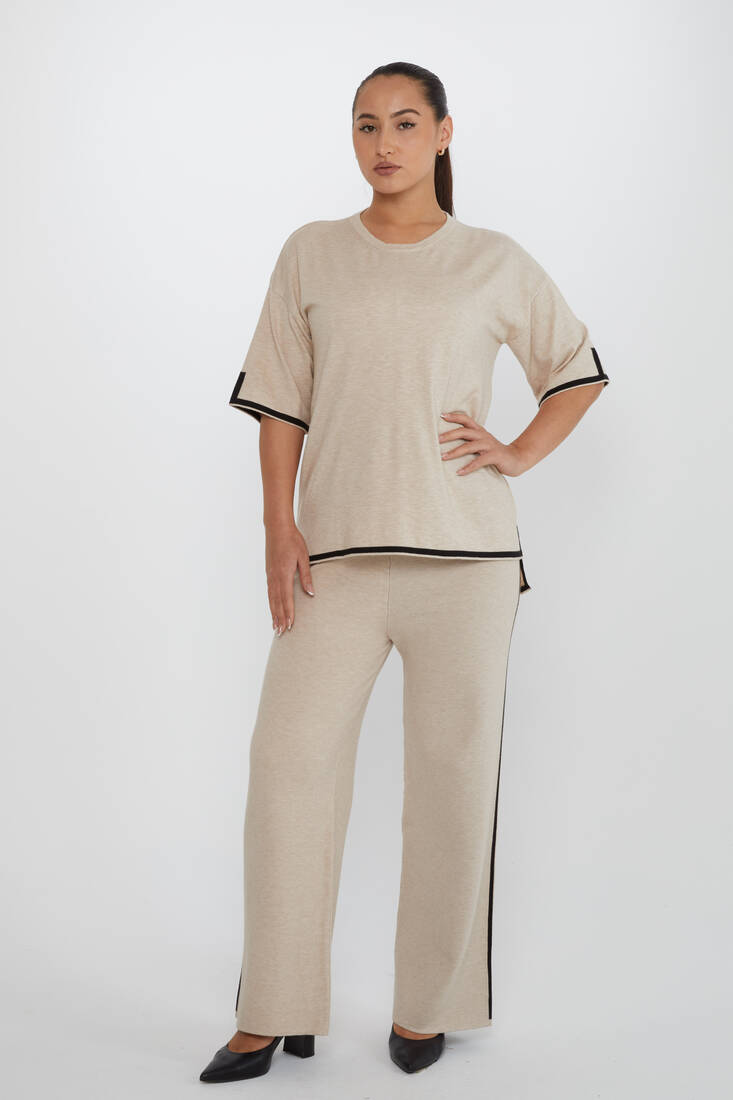 Kazee - Kadın İkili Takım Çizgili Bej - 31232 | KAZEE Kazee - Kadın İkili Takım Çizgili Bej - 31232 | KAZEE