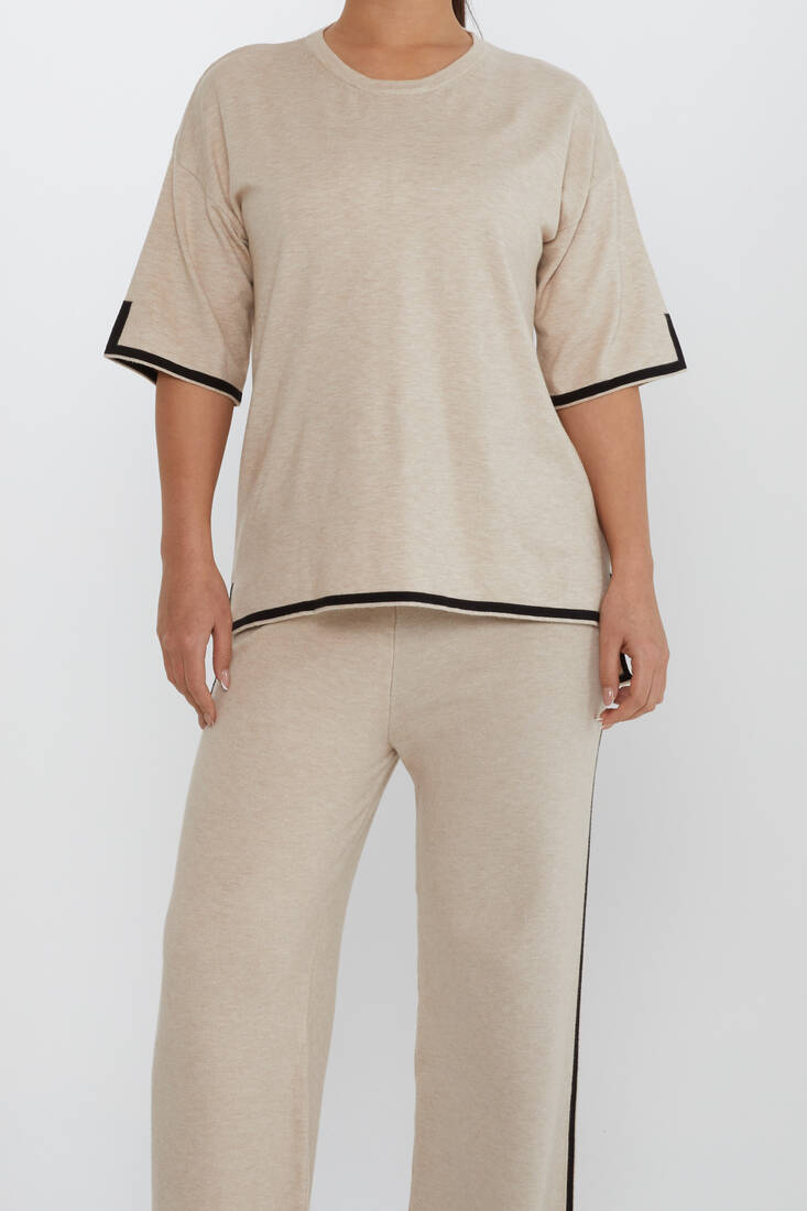 Kadın İkili Takım Çizgili Bej - 31232 | KAZEE Kadın İkili Takım Çizgili Bej - 31232 | KAZEE