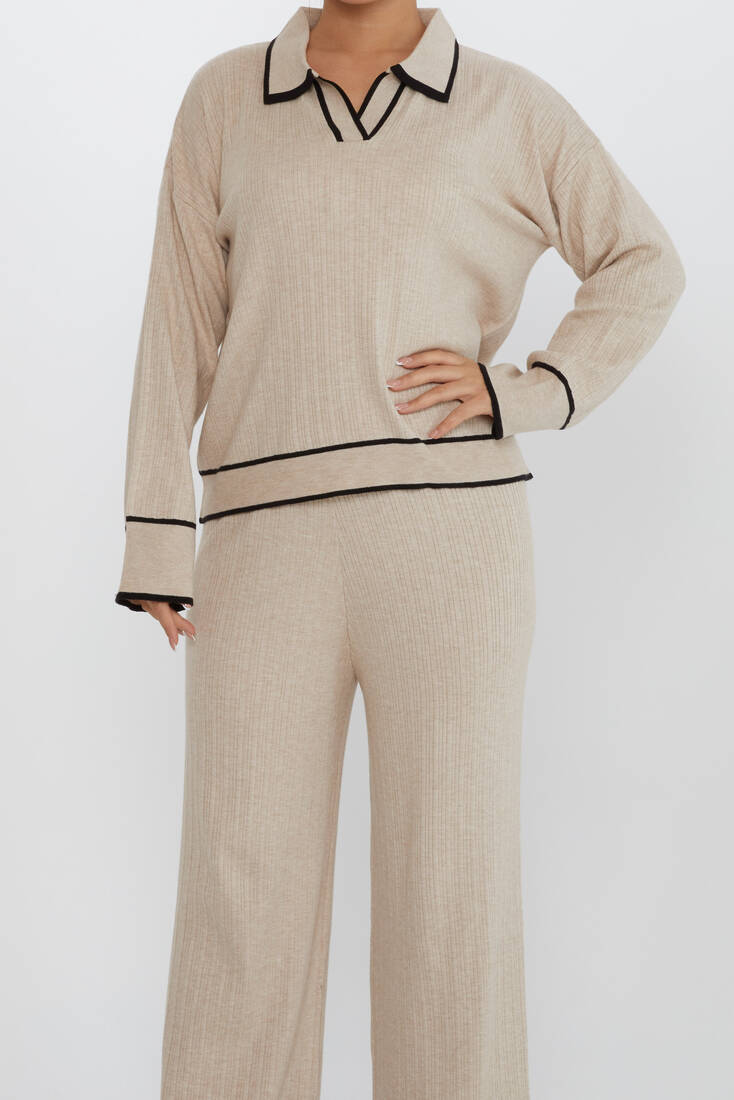 Kadın İkili Takım Çizgili Bej - 31233 | KAZEE Kadın İkili Takım Çizgili Bej - 31233 | KAZEE