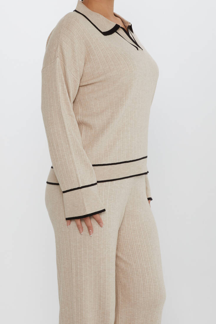 Kadın İkili Takım Çizgili Bej - 31233 | KAZEE Kadın İkili Takım Çizgili Bej - 31233 | KAZEE