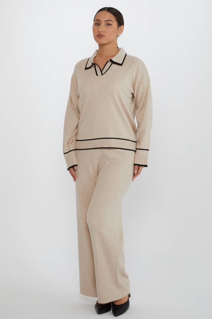 Kadın İkili Takım Çizgili Bej - 31233 | KAZEE Kadın İkili Takım Çizgili Bej - 31233 | KAZEE