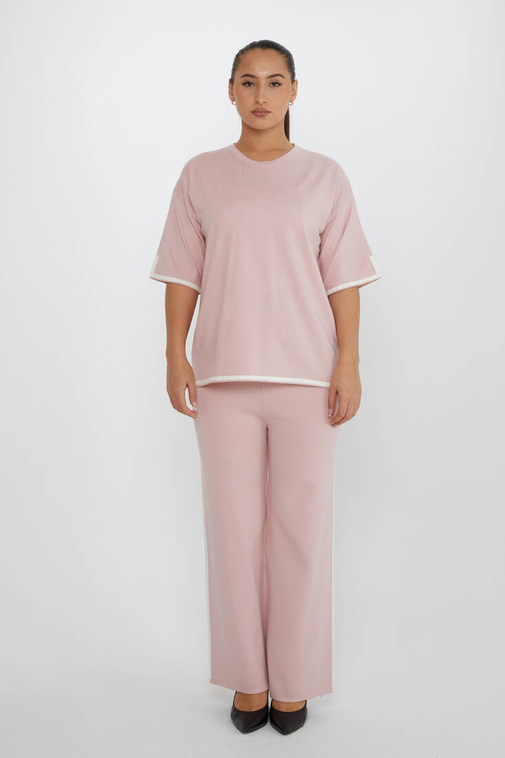 Kadın İkili Takım Çizgili Pudra - 31232 | KAZEE Kadın İkili Takım Çizgili Pudra - 31232 | KAZEE