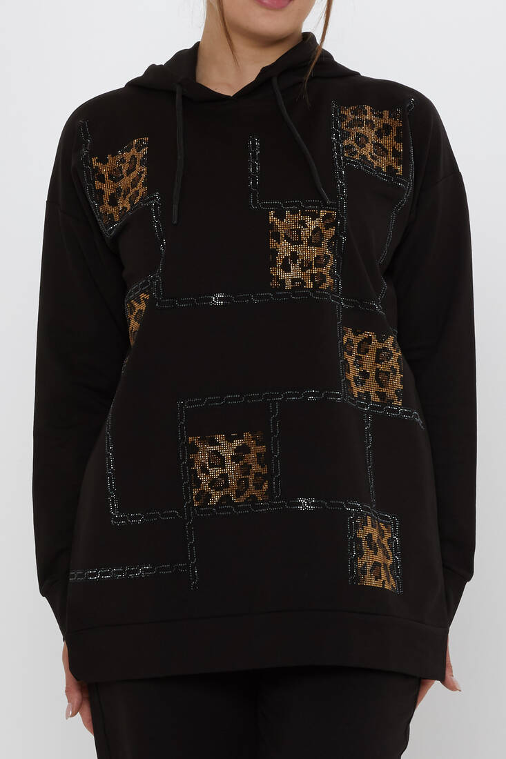 Kadın İkili Takım Leopar Desenli Siyah - 17899 | KAZEE