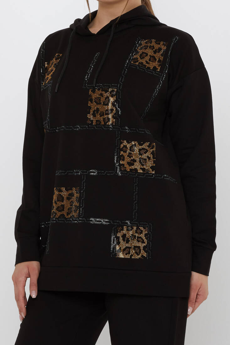 Kadın İkili Takım Leopar Desenli Siyah - 17899 | KAZEE