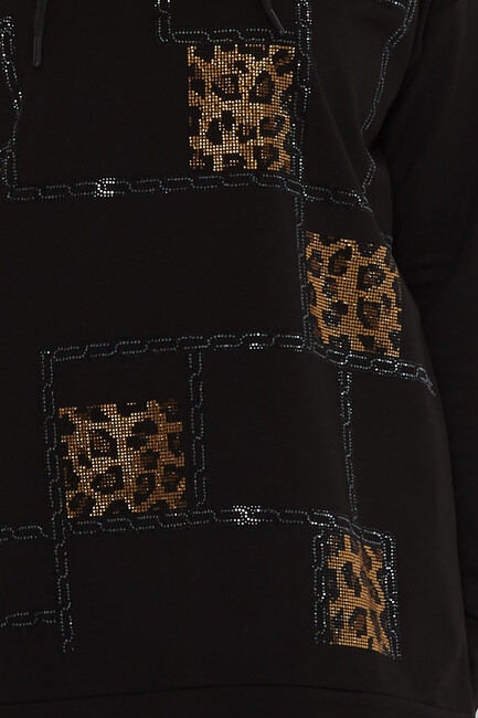 Kadın İkili Takım Leopar Desenli Siyah - 17899 | KAZEE - Thumbnail