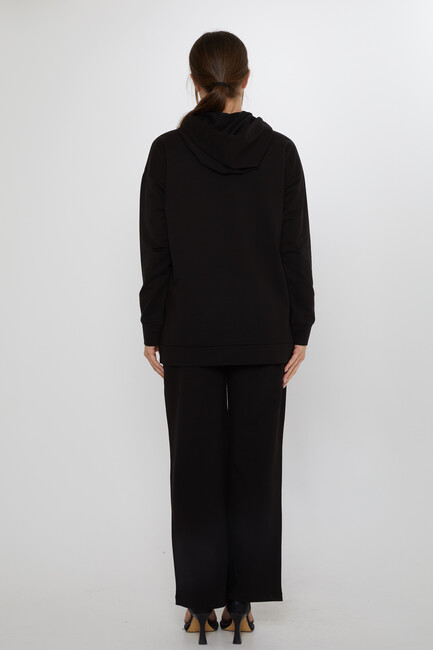 Kadın İkili Takım Leopar Desenli Siyah - 17899 | KAZEE - Thumbnail