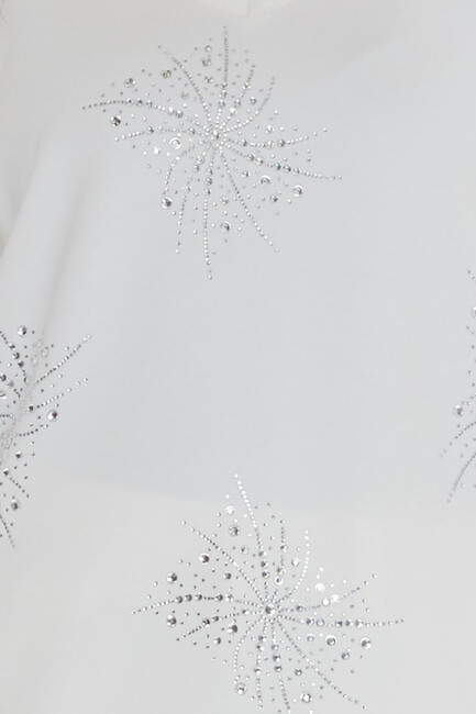 Kadın İkili Takım Taş Detaylı Ekru - 17893 | KAZEE - Thumbnail