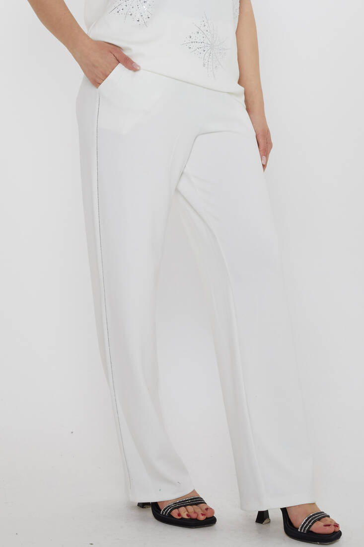 Kadın İkili Takım Taş Detaylı Ekru - 17893 | KAZEE Kadın İkili Takım Taş Detaylı Ekru - 17893 | KAZEE