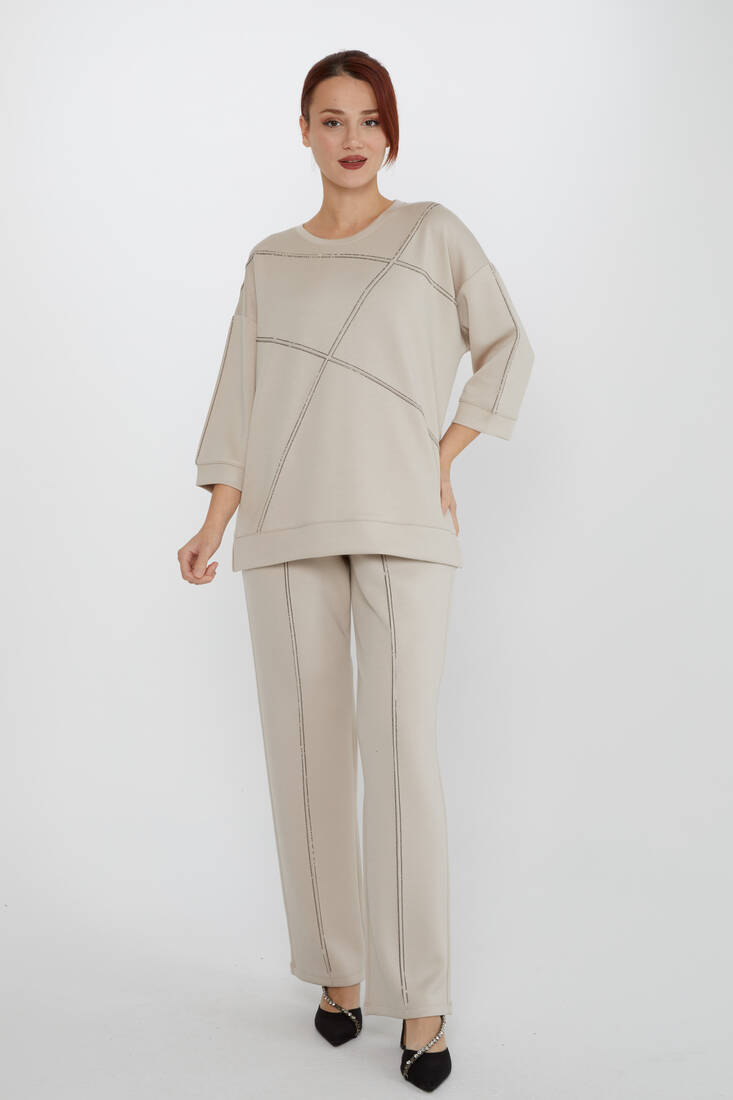 Kazee - Kadın İkili Takım Taş İşlemeli Taş- 17741 | KAZEE