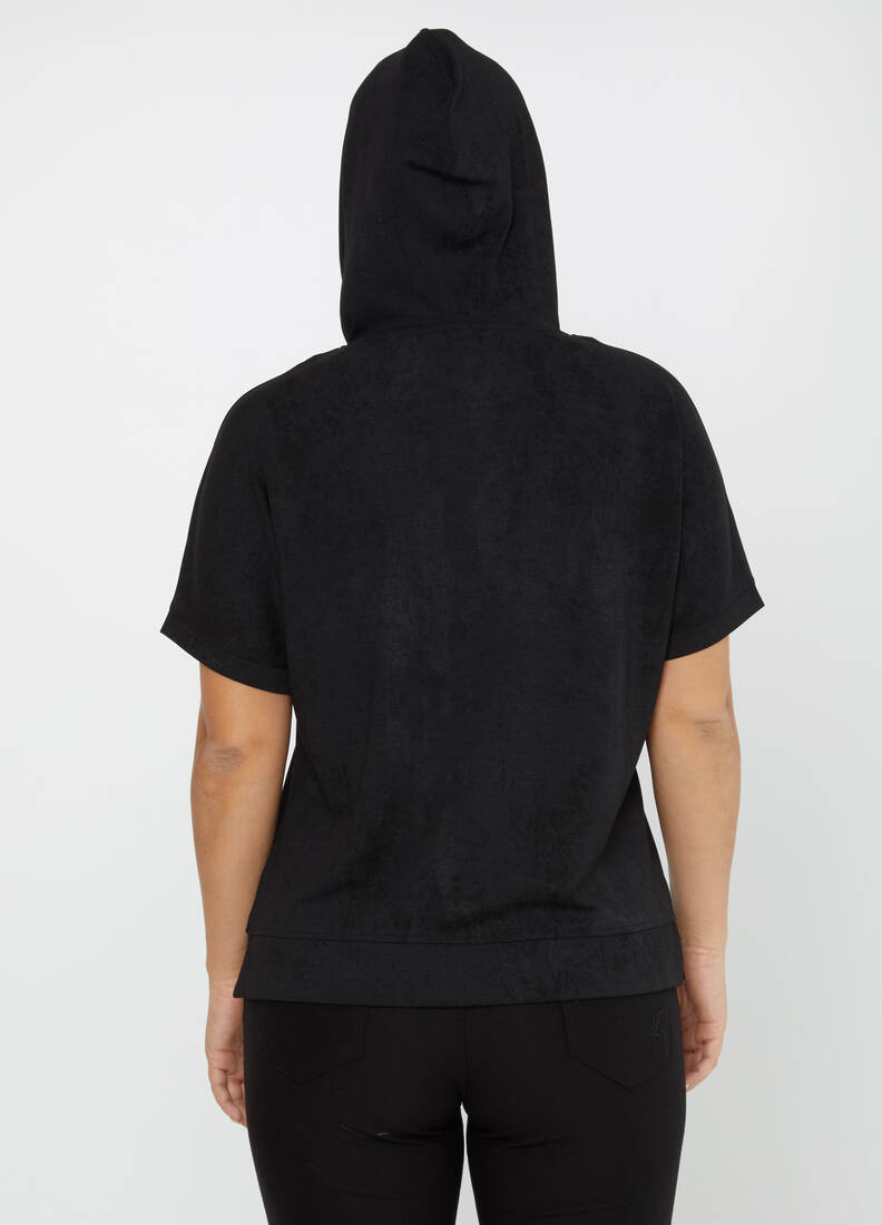 Kadın Sweatshirt Fermuar Detaylı Siyah - 79992 | KAZEE