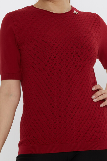 Kadın Triko Aksesuar Detaylı Bordo - 31815 | KAZEE - Thumbnail