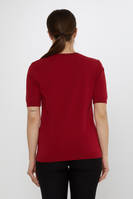 Kadın Triko Aksesuar Detaylı Bordo - 31815 | KAZEE - Thumbnail