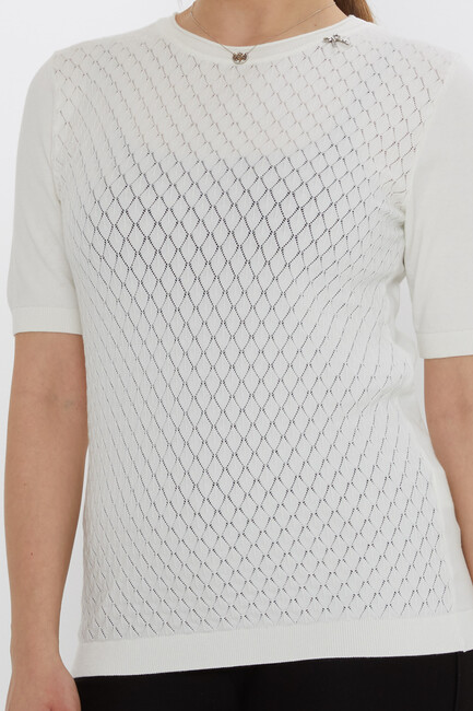 Kadın Triko Aksesuar Detaylı Ekru - 31815 | KAZEE - Thumbnail