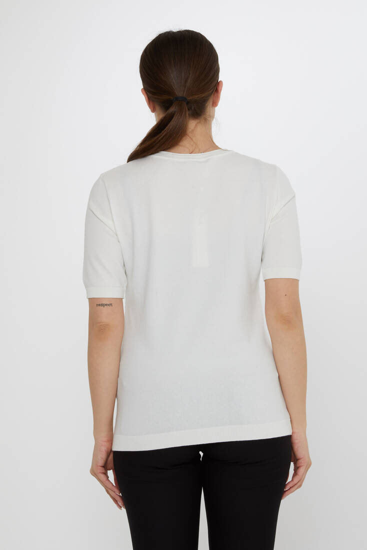 Kadın Triko Aksesuar Detaylı Ekru - 31815 | KAZEE