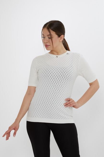 Kadın Triko Aksesuar Detaylı Ekru - 31815 | KAZEE - Thumbnail